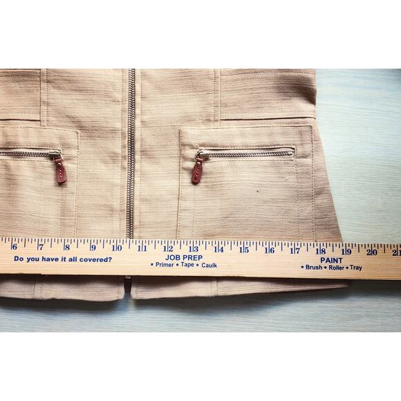 JACKET-ANNE KLEIN-Gold-Cotton Linen Blend-Zippers-Long Sleeves-Lined-Size SMALL - Picture 13 of 15